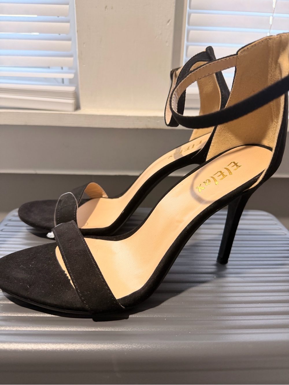 Black Ankle-Strap Stiletto Heels